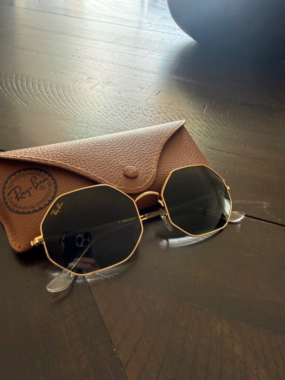 Ray-Ban Gold Octagon  1972 Frame Sunglasses with Dark Lenses